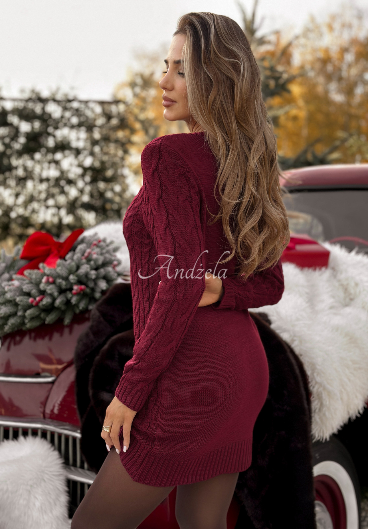 Rochie pulover cu împletitură decorativă Now Speak