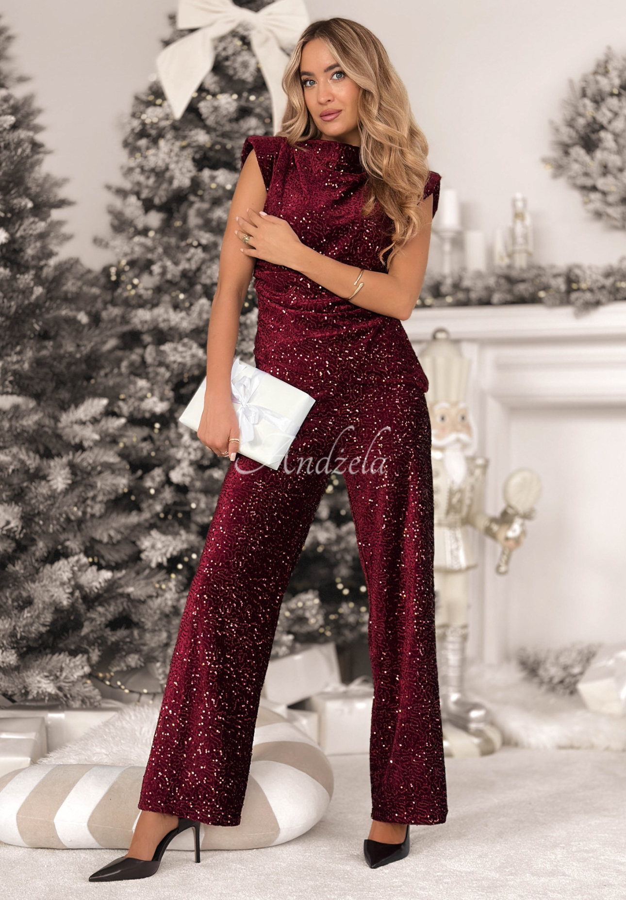 Bluză cu paiete și pliuri The Mistletoe Lady