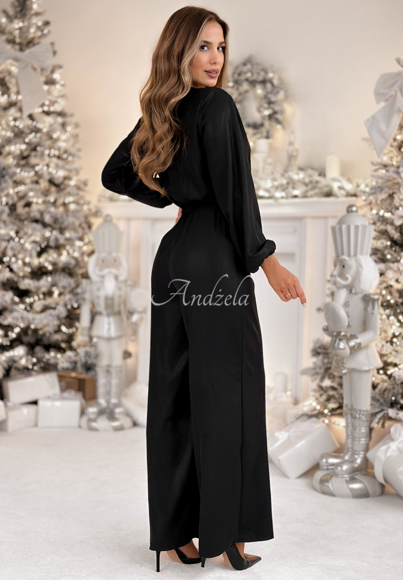 Salopetă lungă strălucitoare din viscoză Mistletoe &amp; Wine