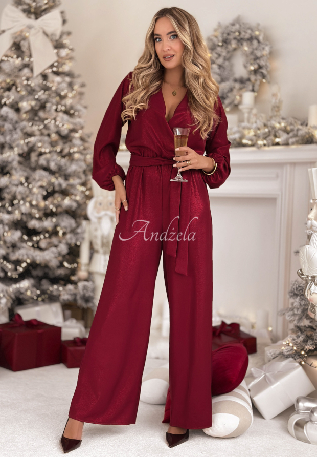 Salopetă lungă strălucitoare din viscoză Mistletoe & Wine