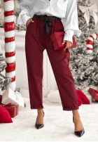 din material textil Pantaloni z kryształkami Dazzling Choice burgundowe