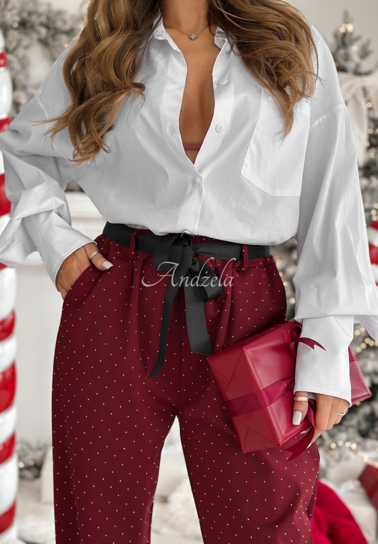 Pantaloni din material cu cristale Dazzling Choice