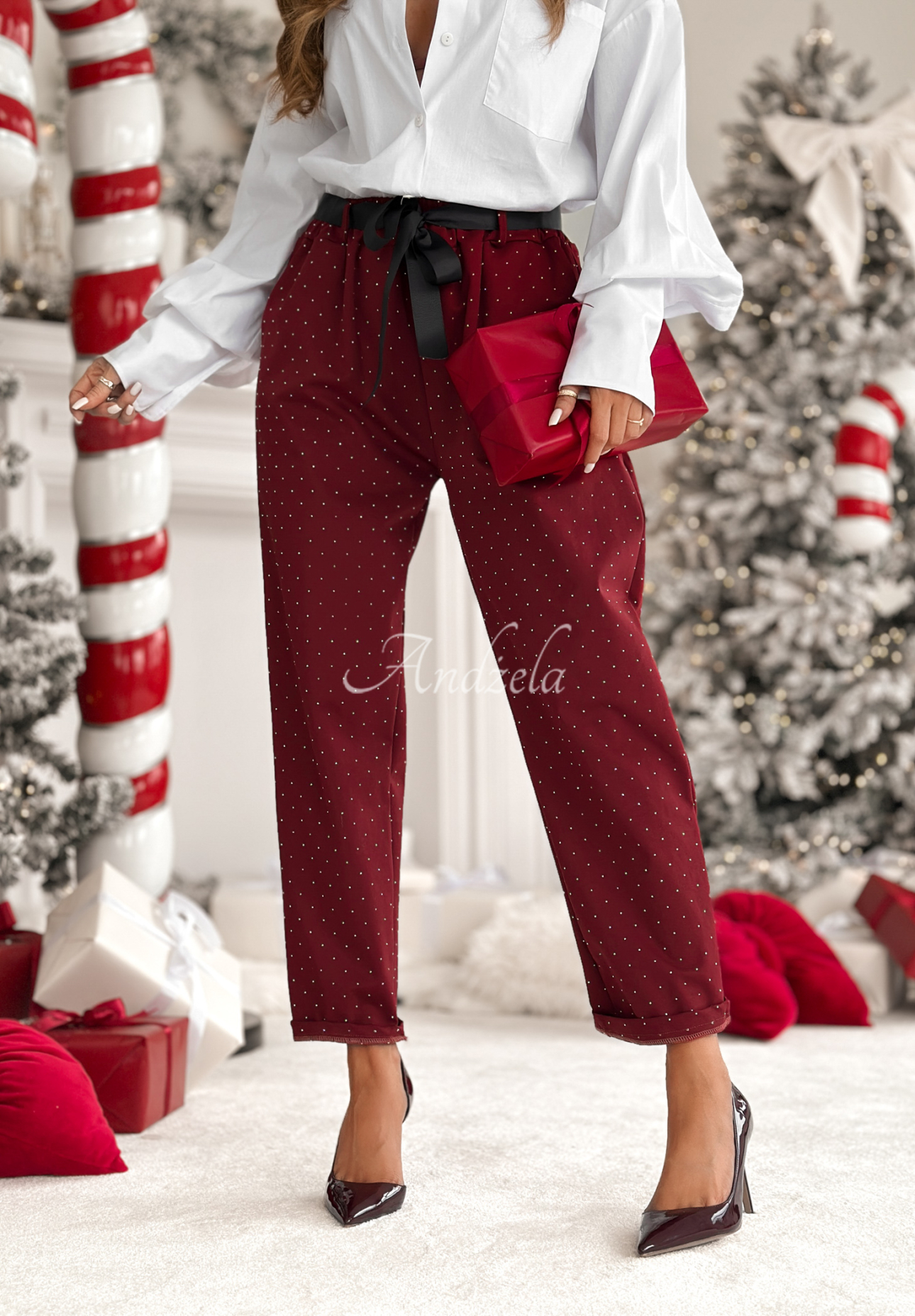 Pantaloni din material cu cristale Dazzling Choice