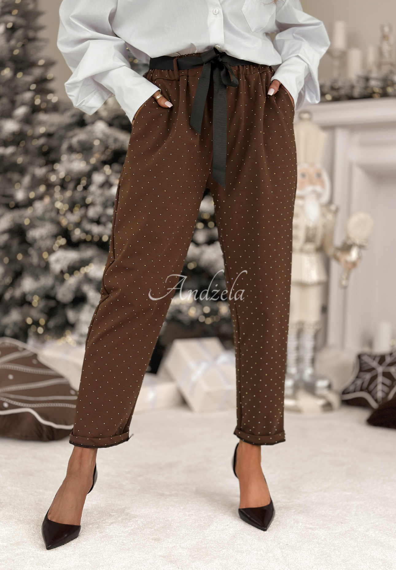 Pantaloni din material cu cristale Dazzling Choice