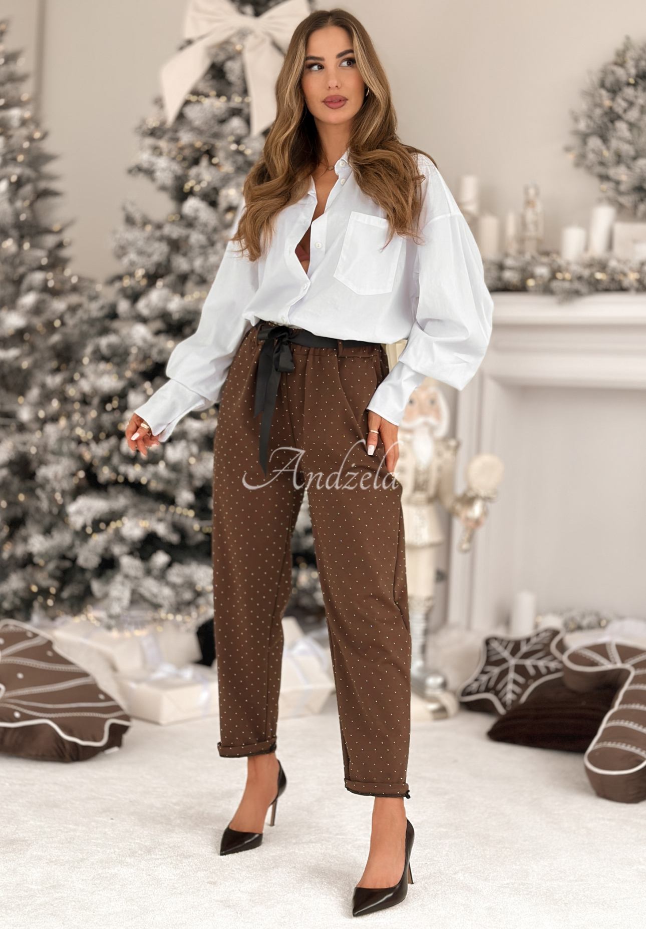 Pantaloni din material cu cristale Dazzling Choice