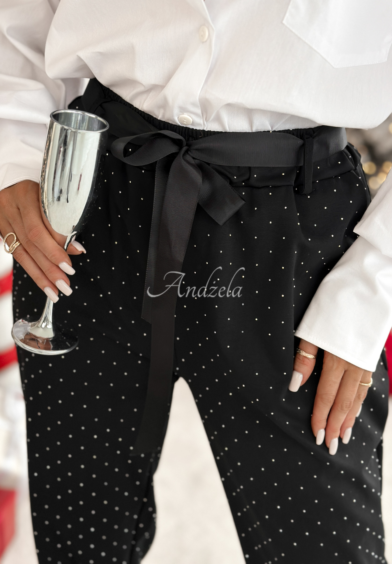 Pantaloni din material cu cristale Dazzling Choice