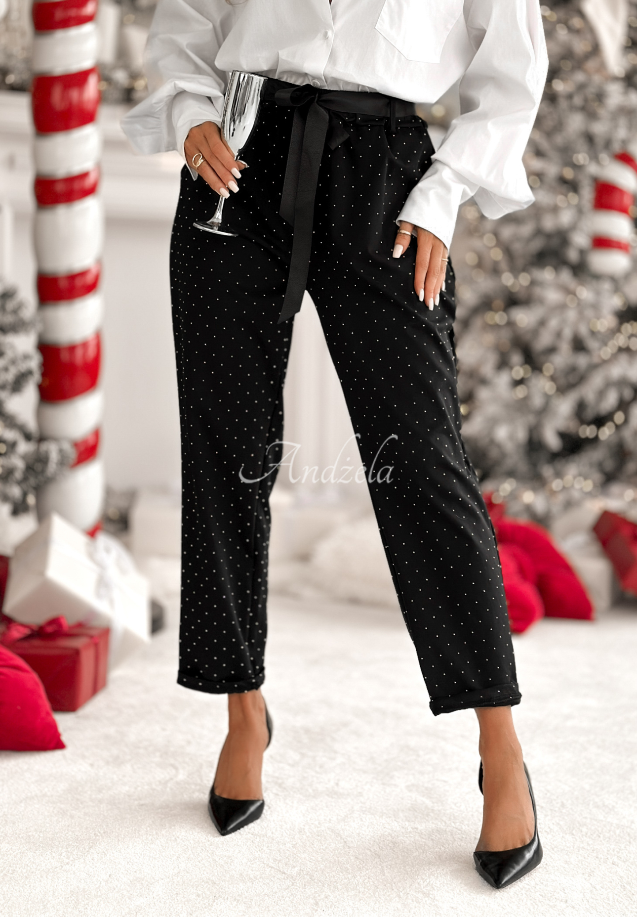 Pantaloni din material cu cristale Dazzling Choice