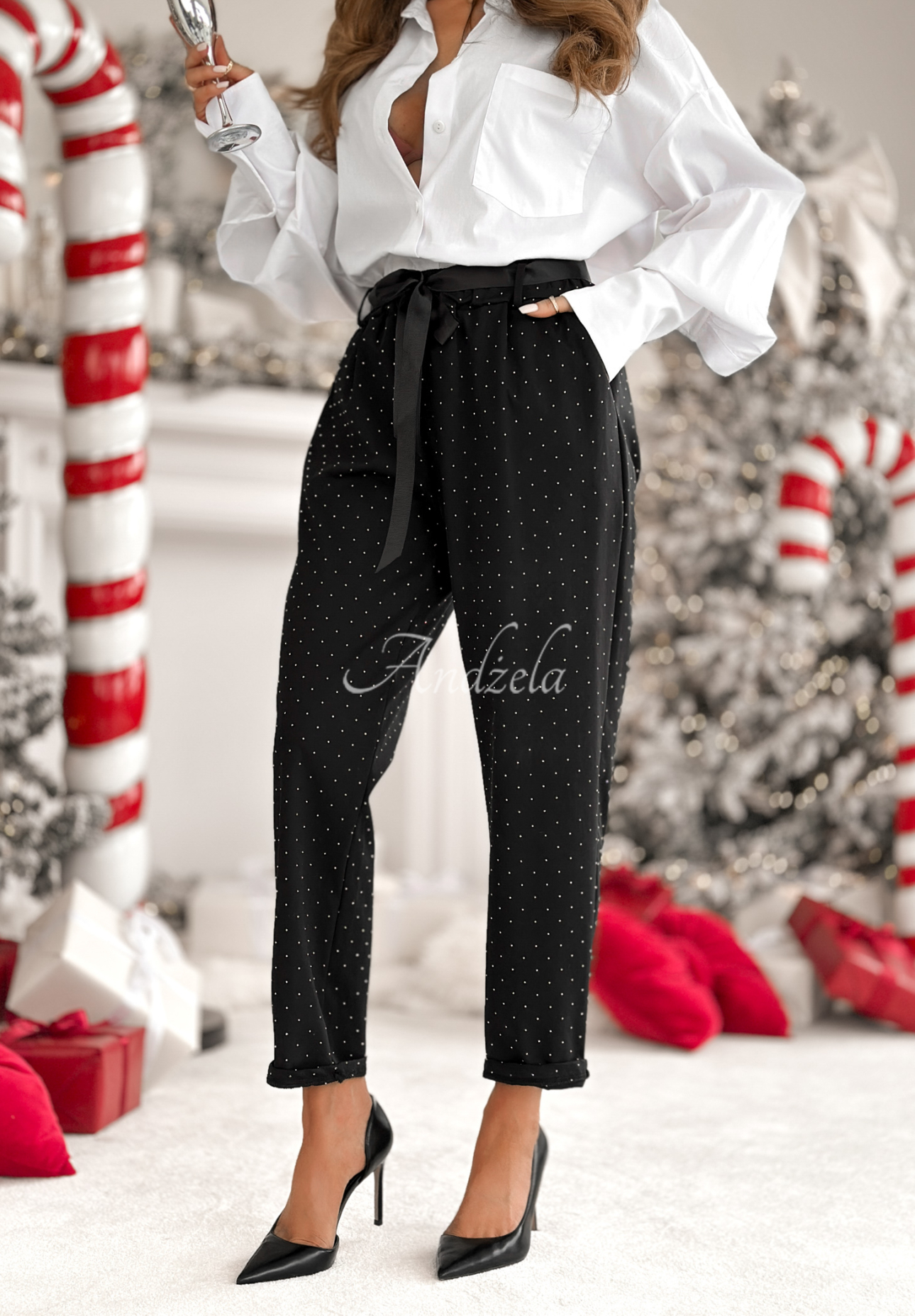 Pantaloni din material cu cristale Dazzling Choice