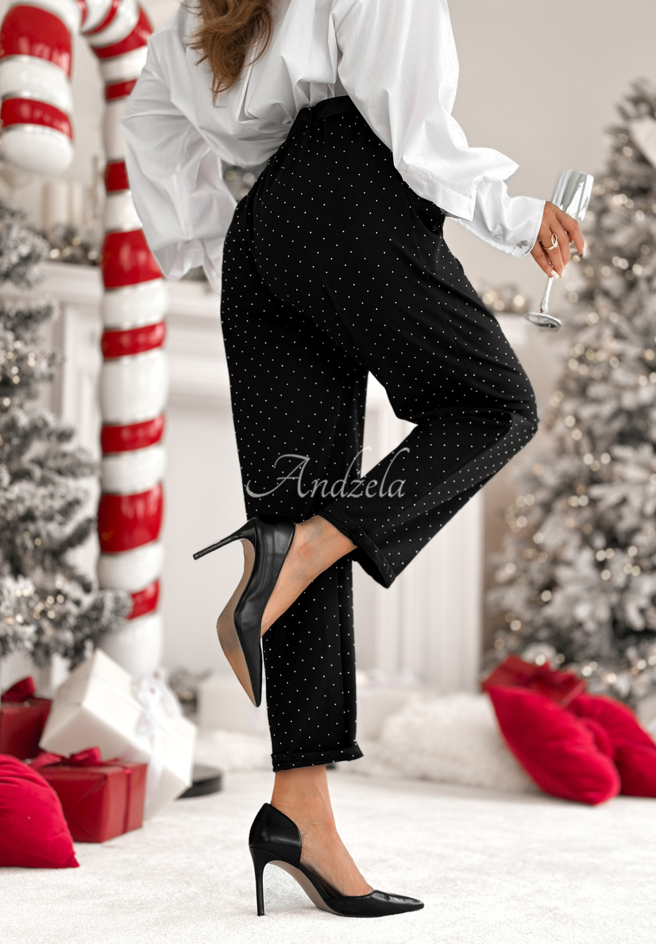 Pantaloni din material cu cristale Dazzling Choice