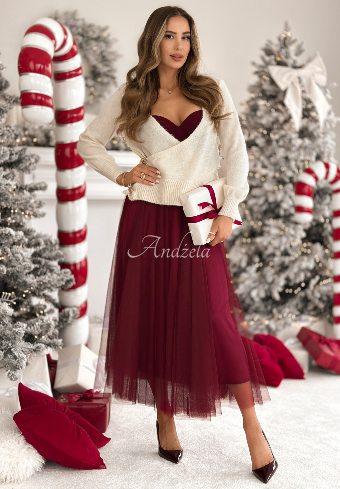 Pulover suprapus din lână și alpaca Winter Letters