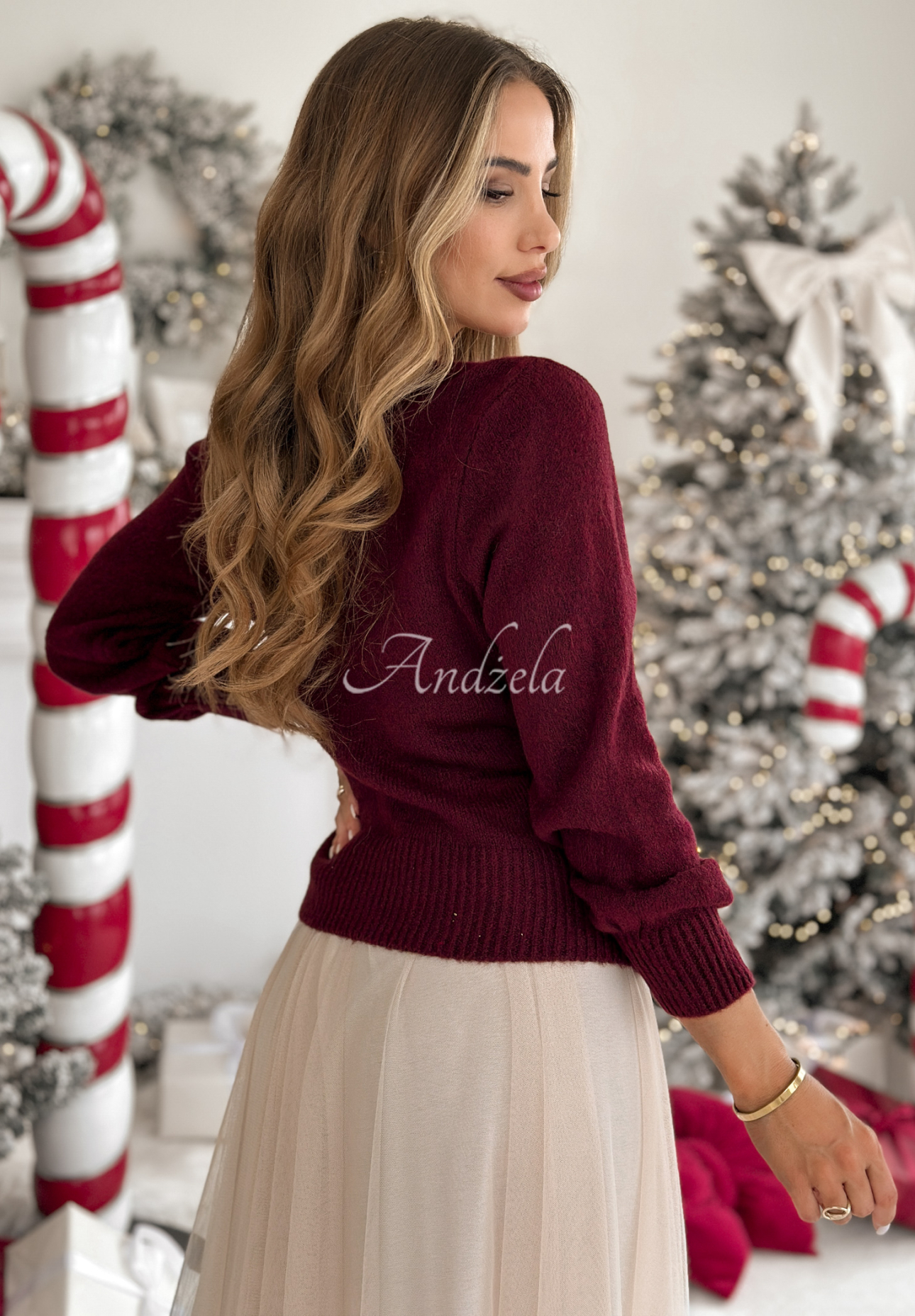 Pulover suprapus din lână și alpaca Winter Letters