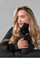 Bluză z ozdobnymi różami Rose All Day negru