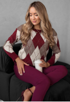 Pulover cu romburi, lână și alpaca Lone Pine