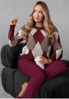 Pulover w romby Lone Pine burgundowy