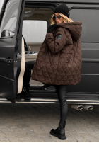 Pikowana Geacă z kapturem Chilly Nights ciocolatie