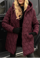 Pikowana Geacă z kapturem Chilly Nights burgundowa