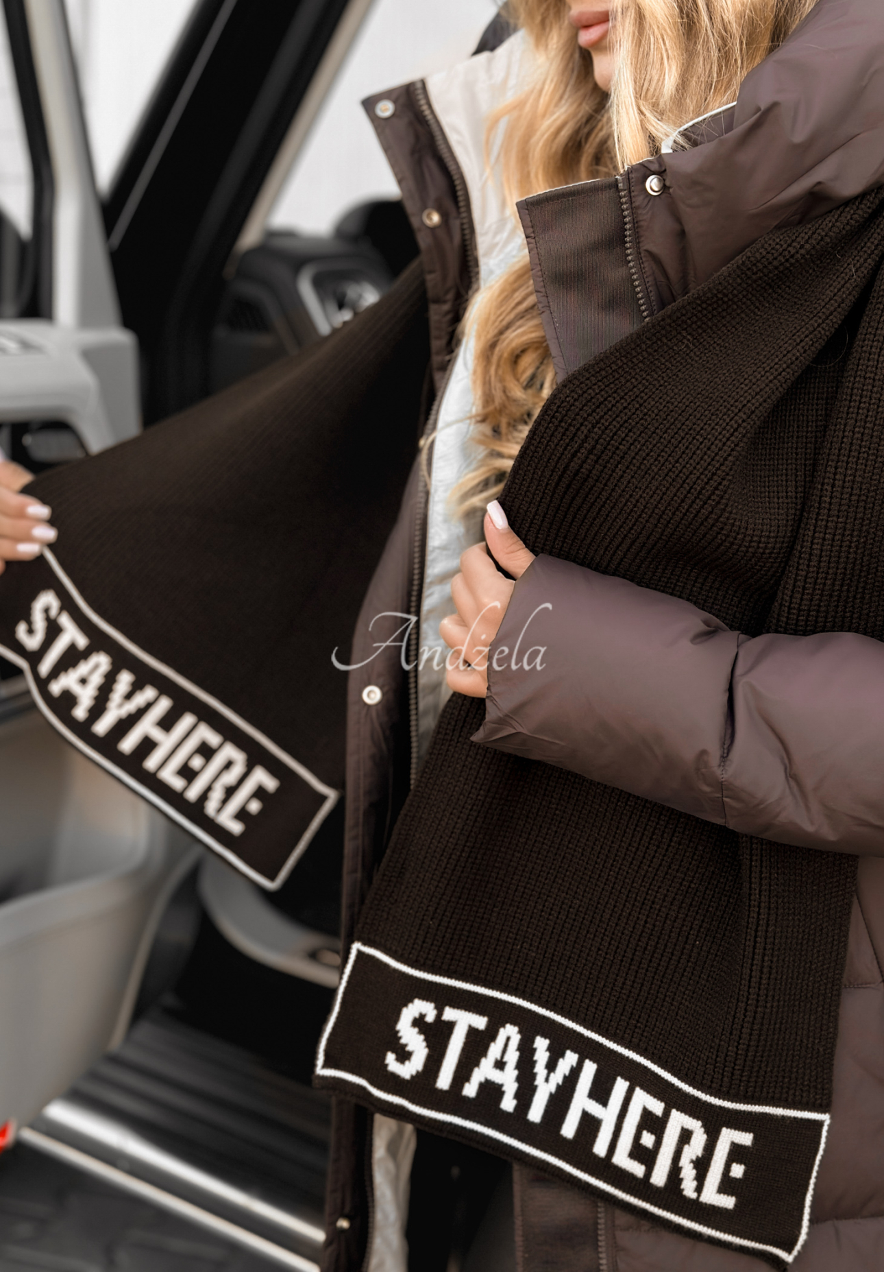 Set din viscoză cu lână format din căciulă și fular Stay Here Winter