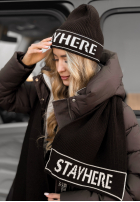 Compleu Căciulă i szali Stay Here Winter ciocolatiu