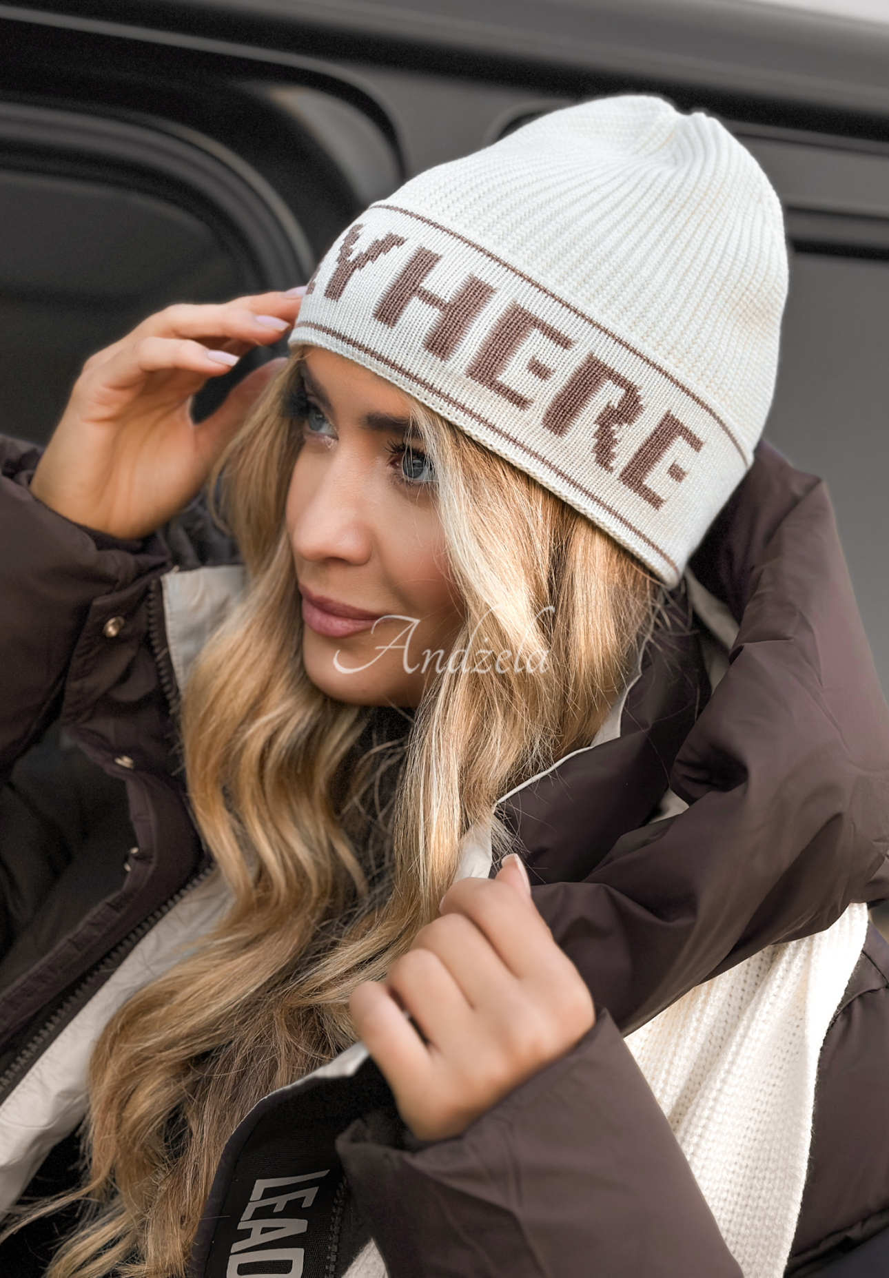 Set din viscoză cu lână format din căciulă și fular Stay Here Winter