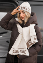 Compleu Căciulă i szali Stay Here Winter ecru