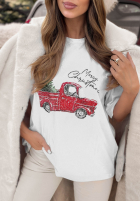 Tricou z nadrukiem Under The Tree Alb