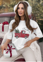 Tricou z nadrukiem Under The Tree Alb