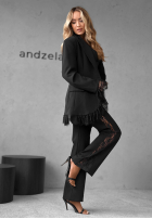 din material textil Pantaloni z koronką Dear Men negre