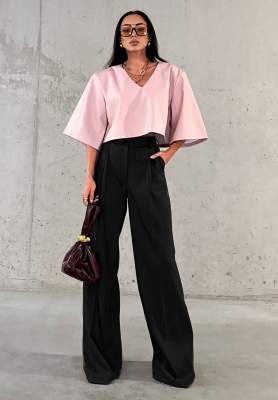 Pantaloni eleganți wide leg din viscoză La Milla Coffee First