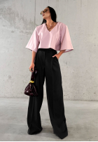 Eleganckie Pantaloni wide leg z wiskozy La Milla Coffee First negre