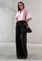 Eleganckie Pantaloni wide leg z wiskozy La Milla Coffee First negre