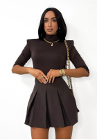 Plisowane spódnico-spodenki mini La Milla Casa De Moda ciocolatii