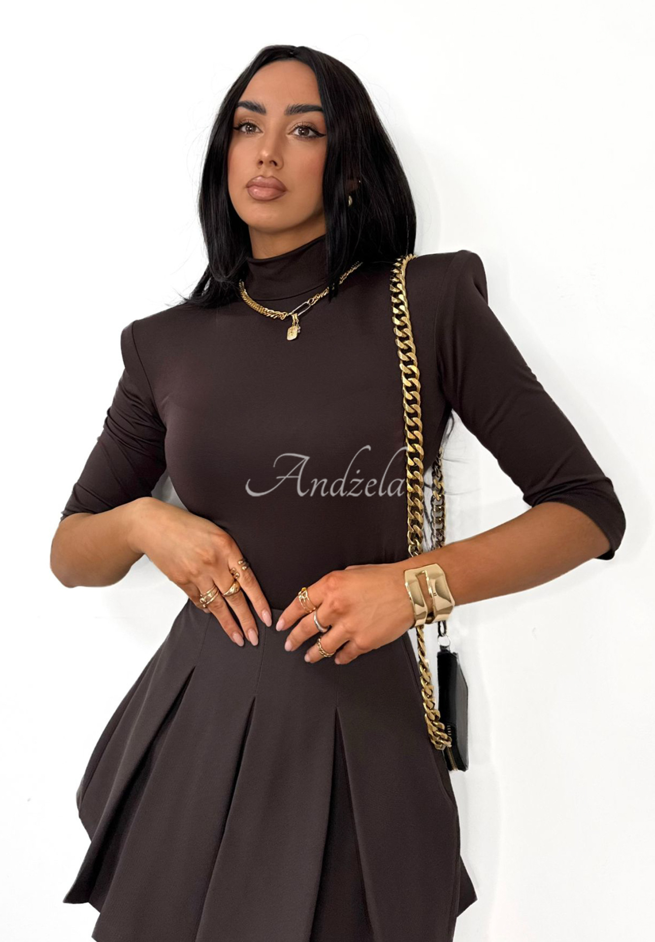 Fustă-pantalon mini La Milla Casa De Moda model plisat