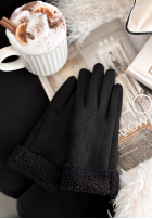 Mănuși z kożuszkiem Frozen Hours negre