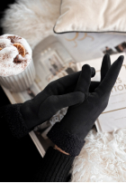 Mănuși z kożuszkiem Frozen Hours negre