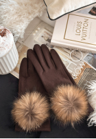 zamszowe Mănuși Fluffy ciocolatii