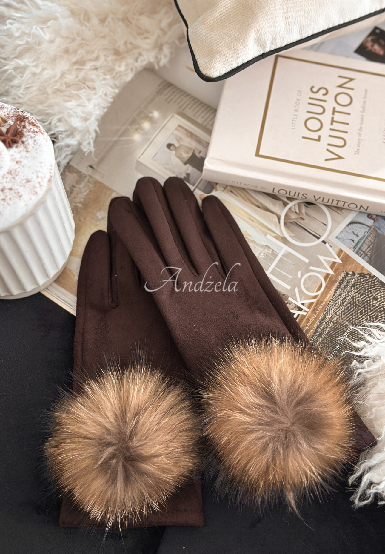 Mănuși din imitație de piele întoarsă Fluffy