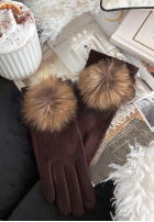 zamszowe Mănuși Fluffy ciocolatii