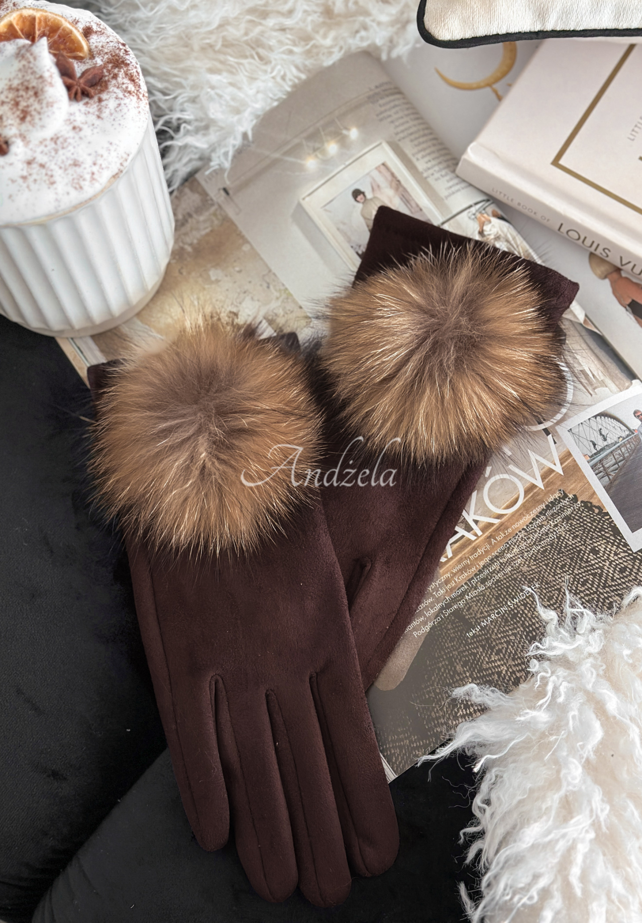 Mănuși din imitație de piele întoarsă Fluffy