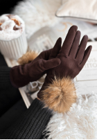 zamszowe Mănuși Fluffy ciocolatii