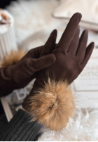 zamszowe Mănuși Fluffy ciocolatii