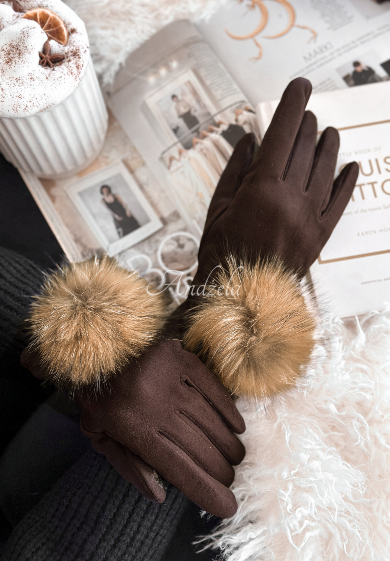 Mănuși din imitație de piele întoarsă Fluffy