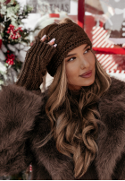 Plecione Mănuși Winter Wishes ciemnoczekoladowe