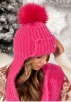 Căciulă z szalikiem balaclava Cold Season roz