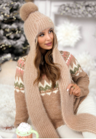 Căciulă z szalikiem balaclava Cold Season bej