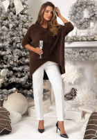 Pulover alpaka oversize Touches Heaven ciocolatiu