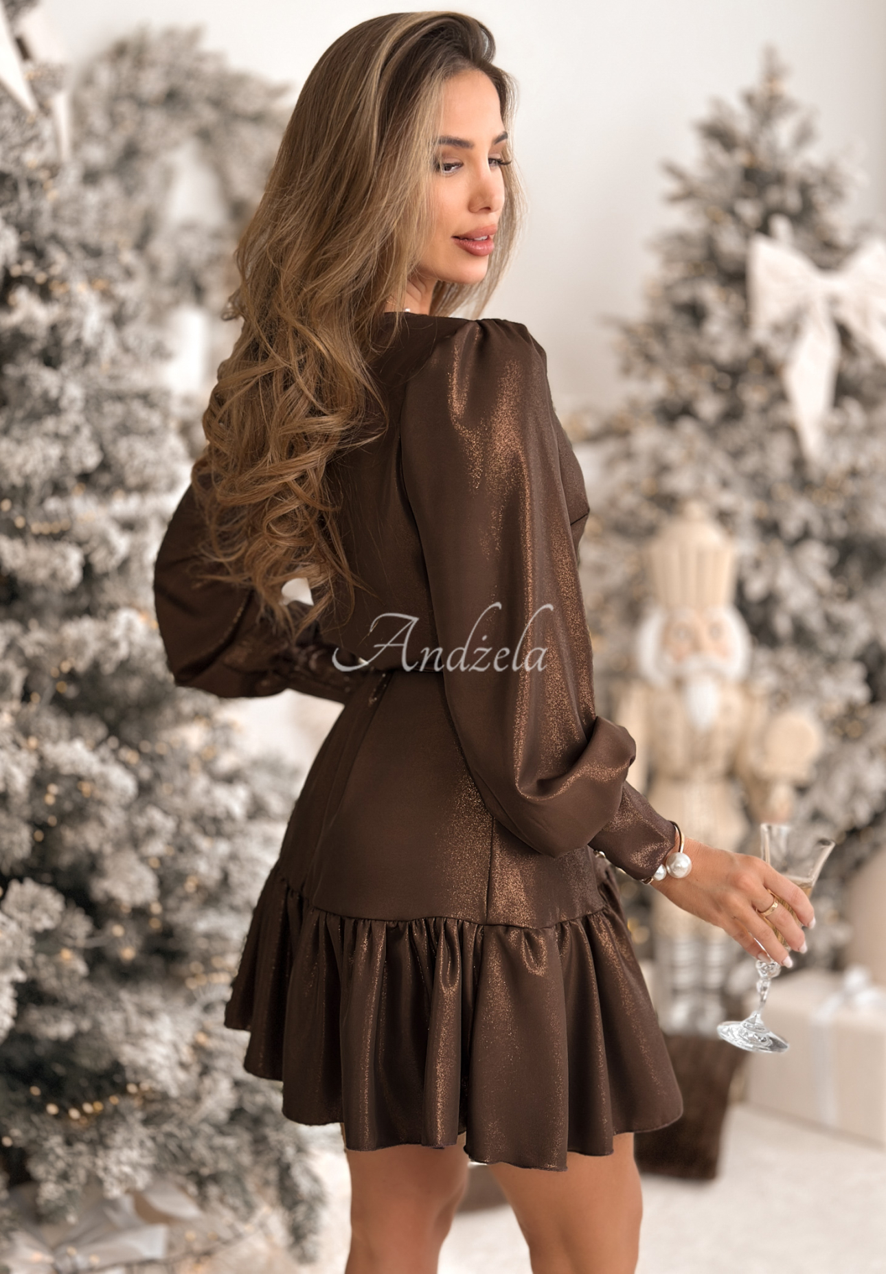 Rochie mini suprapusă strălucitoare cu viscoză Your Song