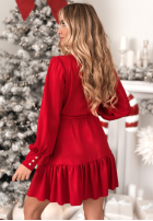 Kopertowa błyszcząca Rochie z bufkami Your Song roșie