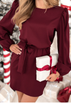 Rochie z bufkami i paskiem Crazy About You  burgundowa