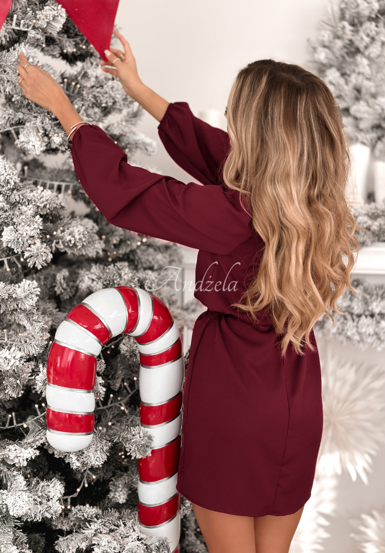 Rochie Crazy About You cu mâneci bufante și cordon