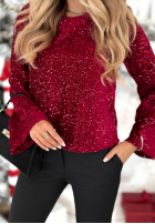 Cekinowa Bluză longsleeve Shiny Obsession burgundowa